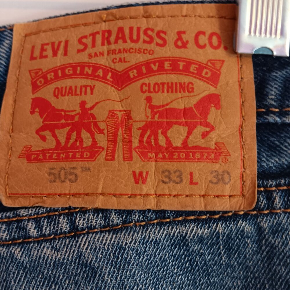 LEVI'S 505 STRAIGHT LEG MEDIUM WASH JEANS 33 X 30 MEN'S - Picture 9 of 16
